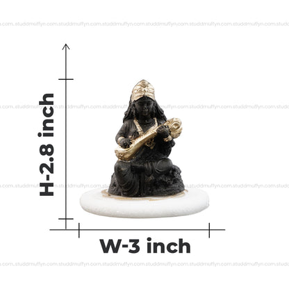 Pyrite Goddess Saraswati on Selenite Coaster I Miniature Series