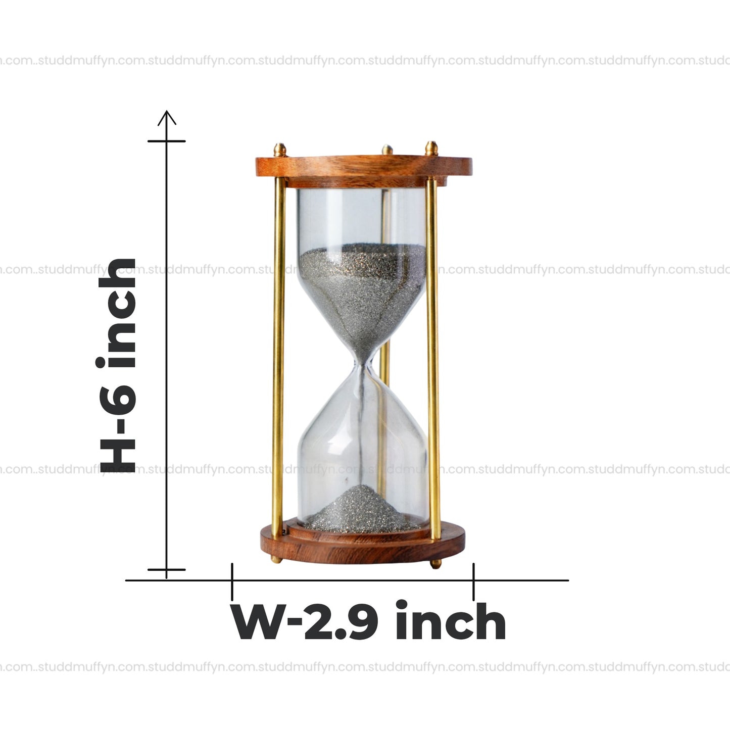 Pyrite Prosperity Flow Hourglass – Luxe Wood & Brass (6 Inch)