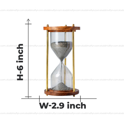 Pyrite Prosperity Flow Hourglass – Luxe Wood & Brass (6 Inch)