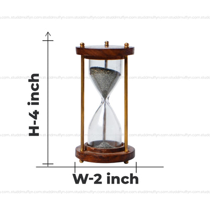 Pyrite Prosperity Flow Hourglass – Luxe Wood & Brass (4 Inch)