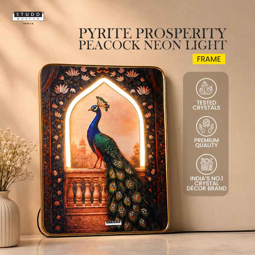 Pyrite Prosperity Peacock Neon Light Frame