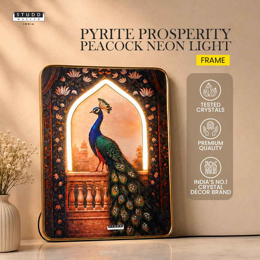 Pyrite Prosperity Peacock Neon Light Frame
