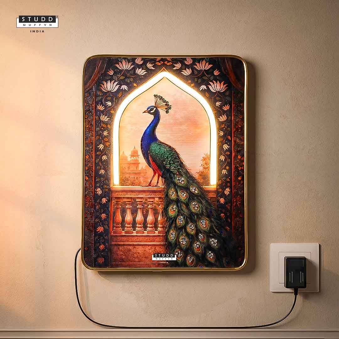 Pyrite Prosperity Peacock Neon Light Frame