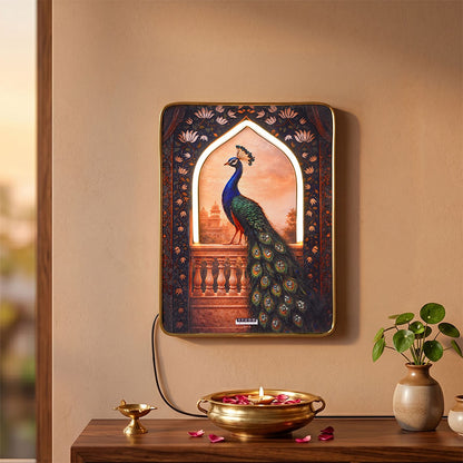 Pyrite Prosperity Peacock Neon Light Frame
