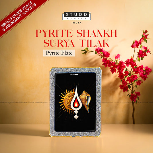 Pyrite Shankh Surya Tilak Plate [Rectangle Plate]
