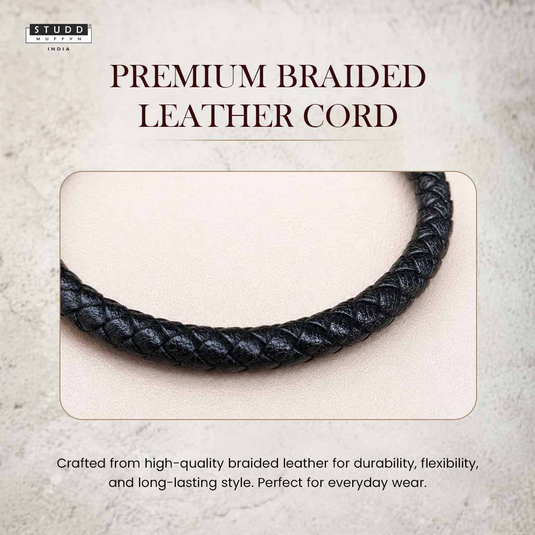 Pyrite Stretchable Leather Bracelet