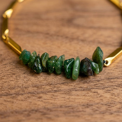 Alchemy Green Aventurine Crystal Rice Chain Bracelet — 24K Gold Tone