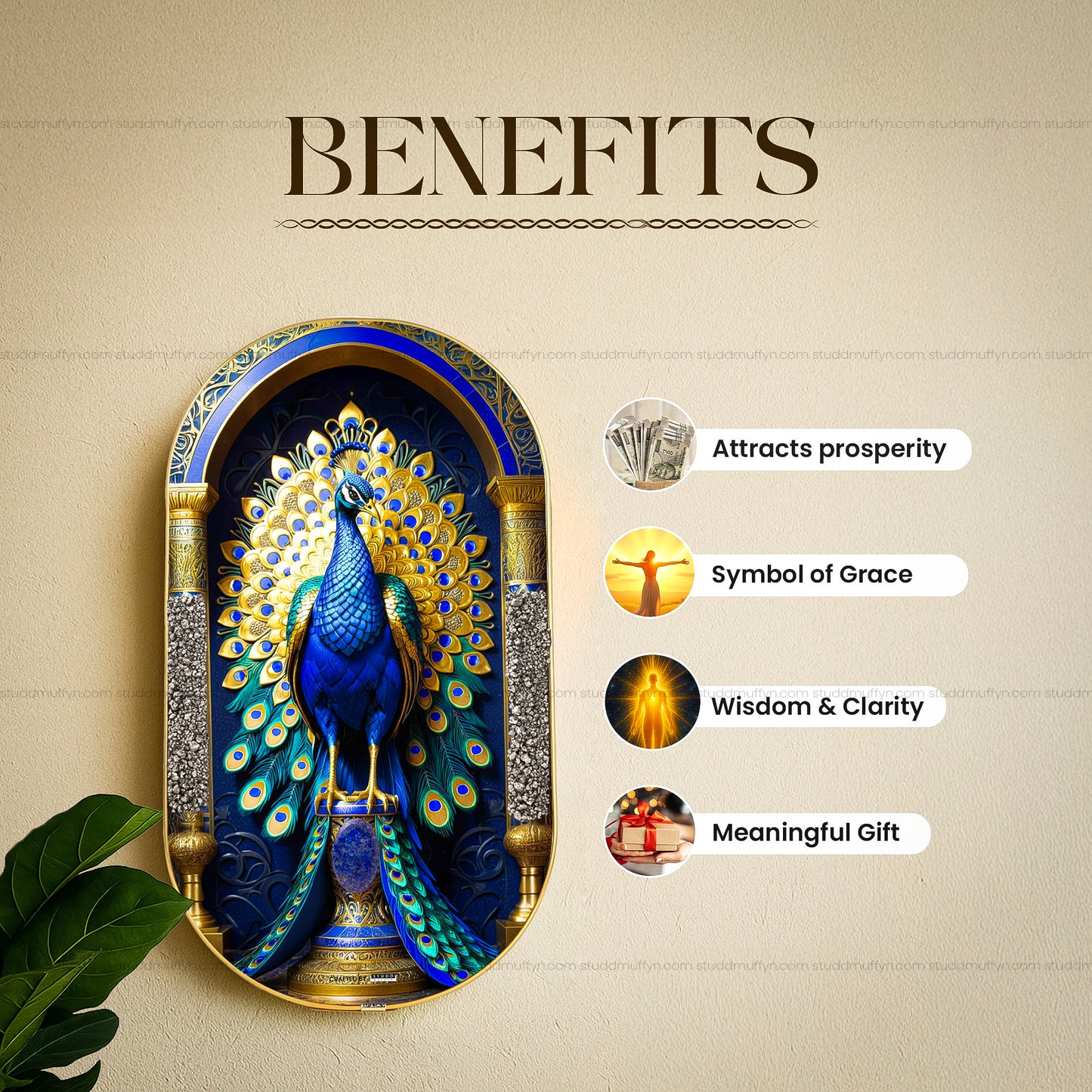 Pyrite–Lapis Peacock Frame [ Capsule Shape ]