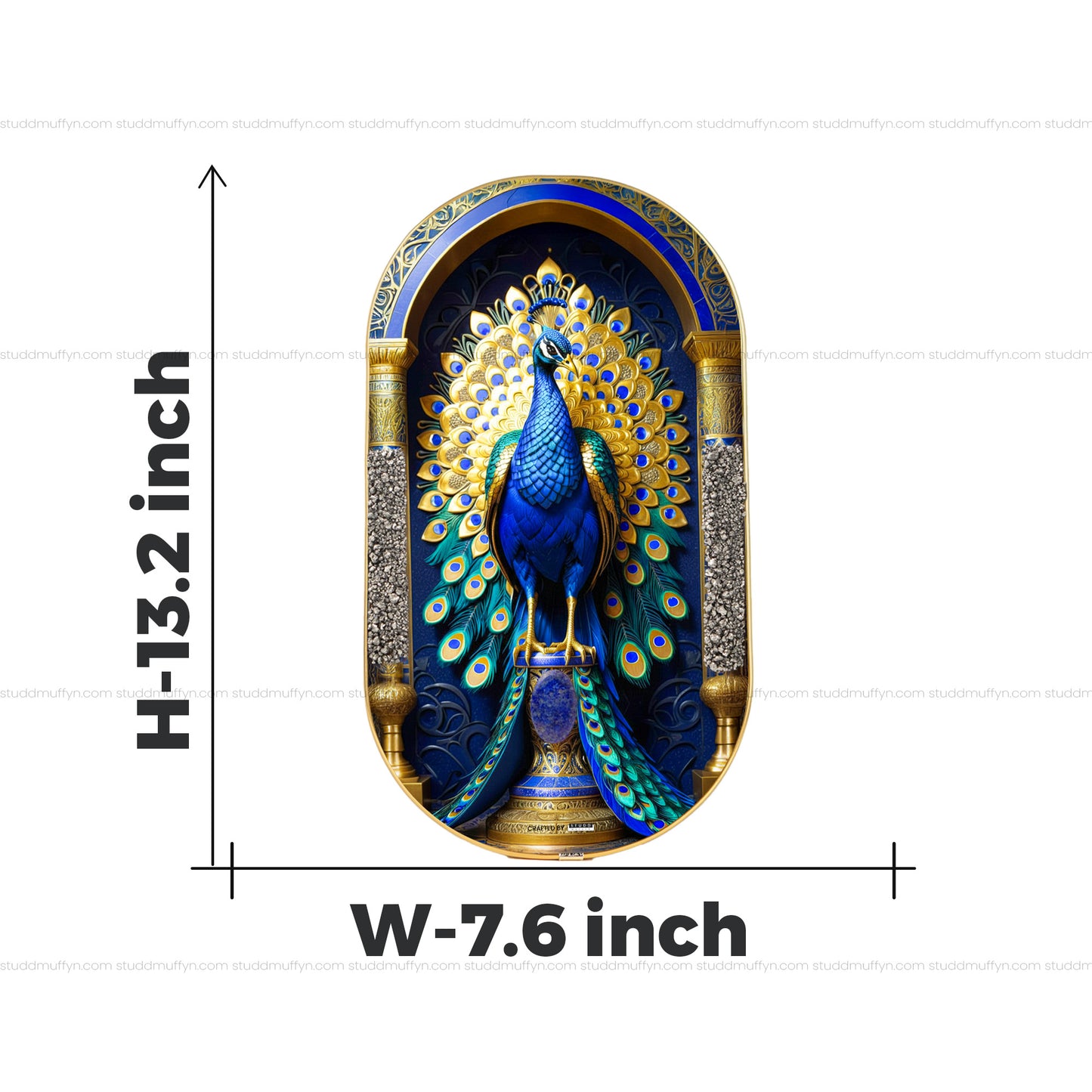 Pyrite–Lapis Peacock Frame [ Capsule Shape ]