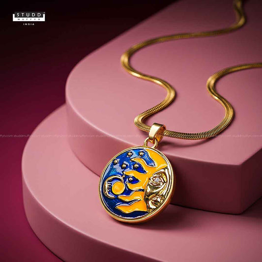 Radiant Surya Crystal Pendant - 24k Gold Tone Plated [ With Chain ]