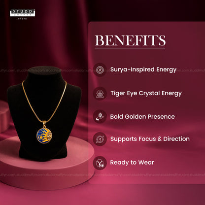 Radiant Surya Crystal Pendant - 24k Gold Tone Plated [ With Chain ]