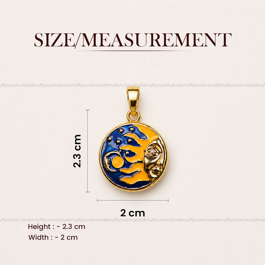Radiant Surya Crystal Pendant - 24k Gold Tone Plated [ With Chain ]