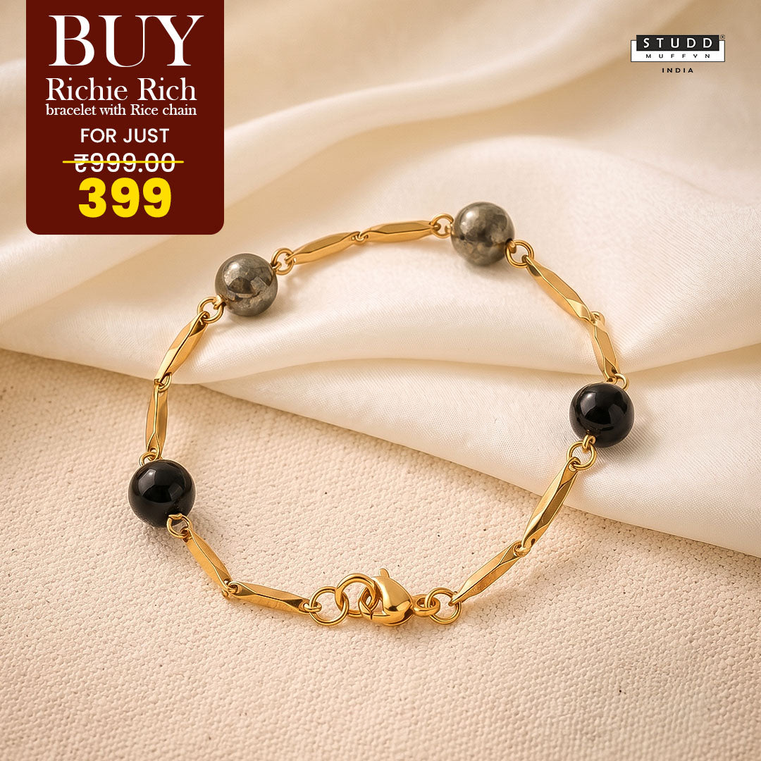Richie Rich Beaded Rice 24K Gold-Toned Chain Bracelet