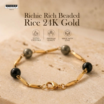 Richie Rich Beaded Rice 24K Gold-Toned Chain Bracelet