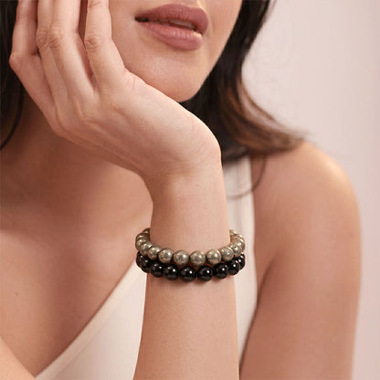Richie Rich Combo (Pyrite bracelet + Black Obsidian Bracelet)