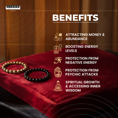 Richie Rich Combo (Pyrite Bracelet + Black Obsidian Bracelet)