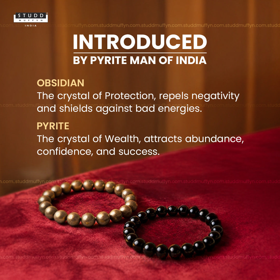 Richie Rich Combo (Pyrite Bracelet + Black Obsidian Bracelet)