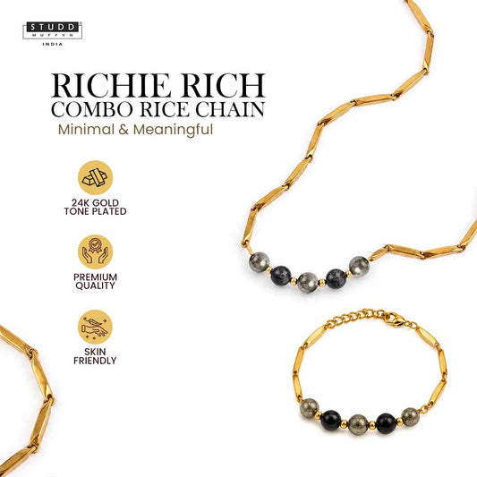 Richie Rich Combo Rice Chain | 24K Gold-Toned
