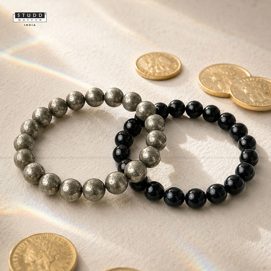Richie Rich Combo (Pyrite bracelet + Black Obsidian Bracelet)
