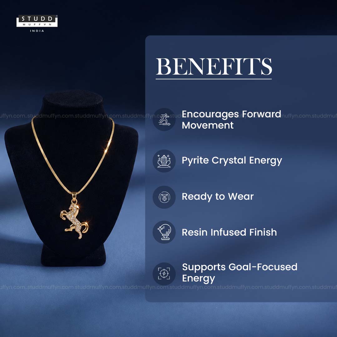 Ride Your Destiny Horse Pendant - 24k Gold Tone Plated [ Gold Chain ]