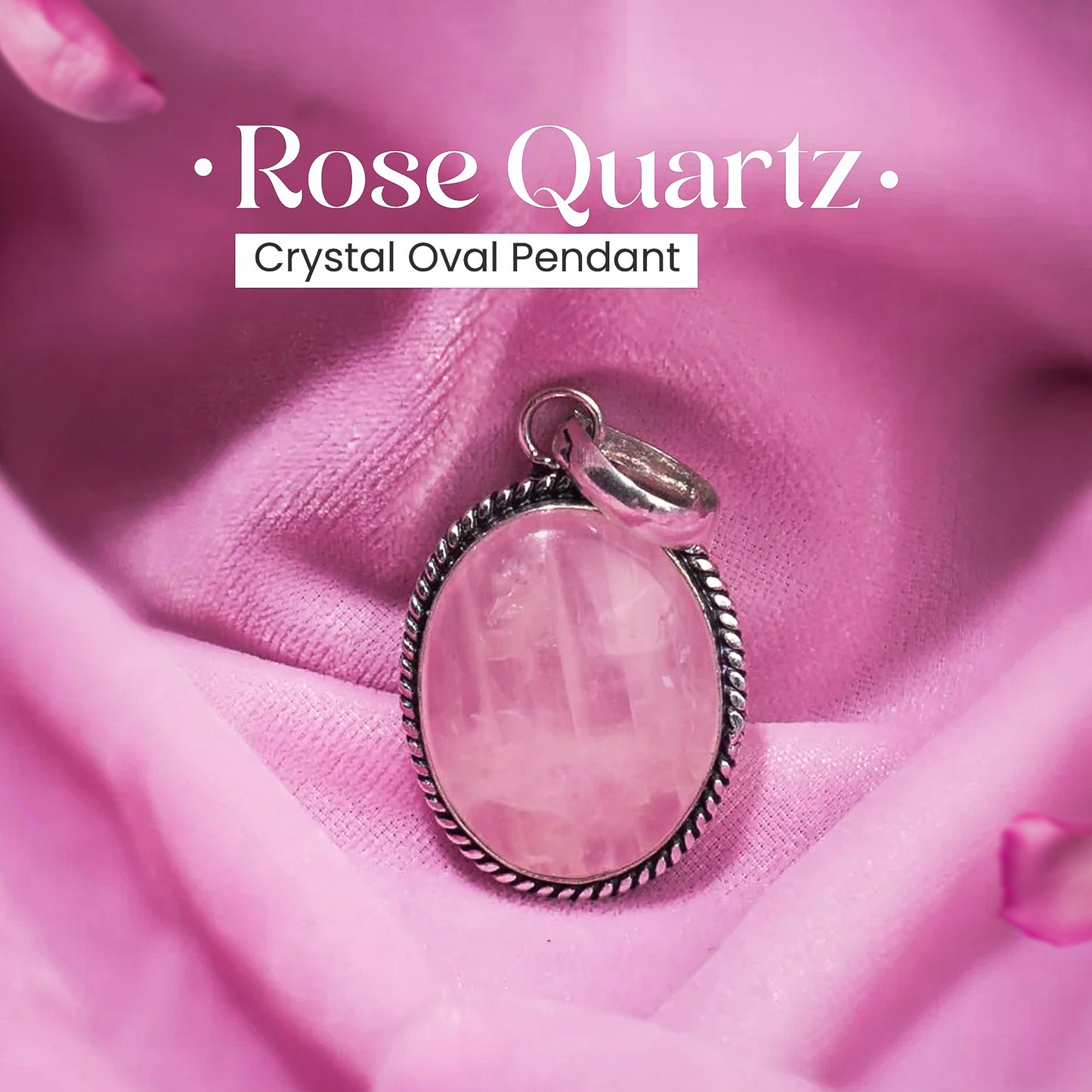 Rose Quartz Crystal Oval Pendant (Without Chain)