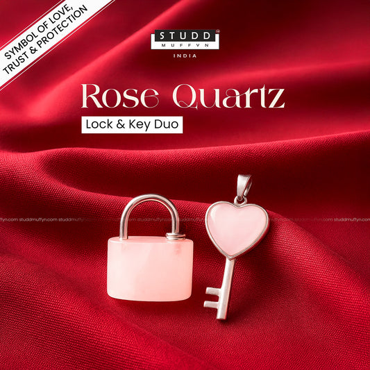 Studd Muffyn Rose Quartz Lock & Key Duo