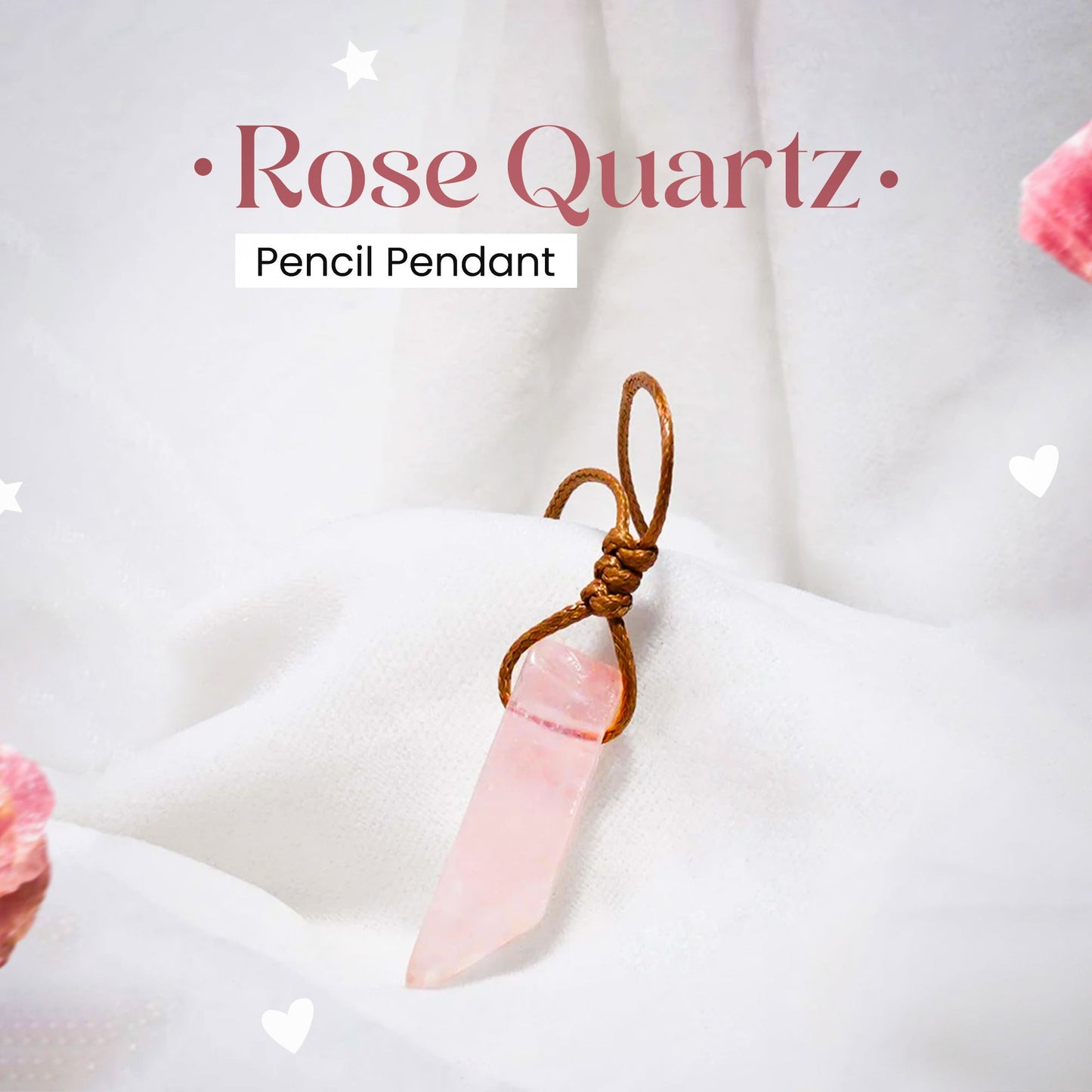 ⁠Rose Quartz Pencil Pendant