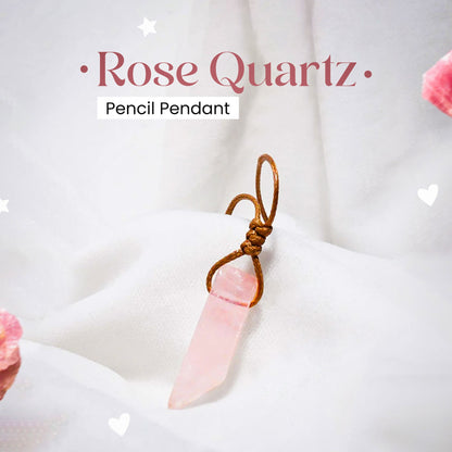 ⁠Rose Quartz Pencil Pendant