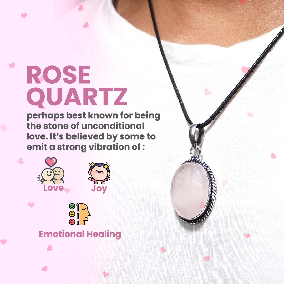 Rose Quartz Crystal Oval Pendant