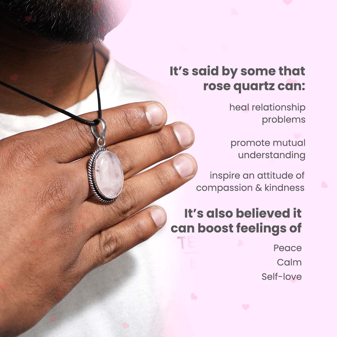 Rose Quartz Crystal Oval Pendant