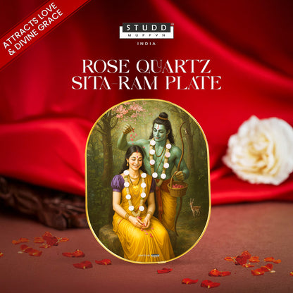 Sita Ram Rose Quartz Plate [ Rounded Rectangle ]