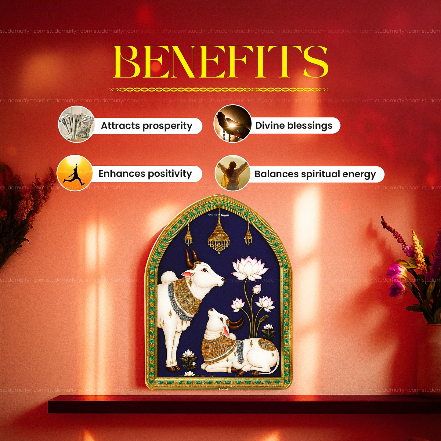 Sacred Twin Cow Harmony Pyrite Arch Frame