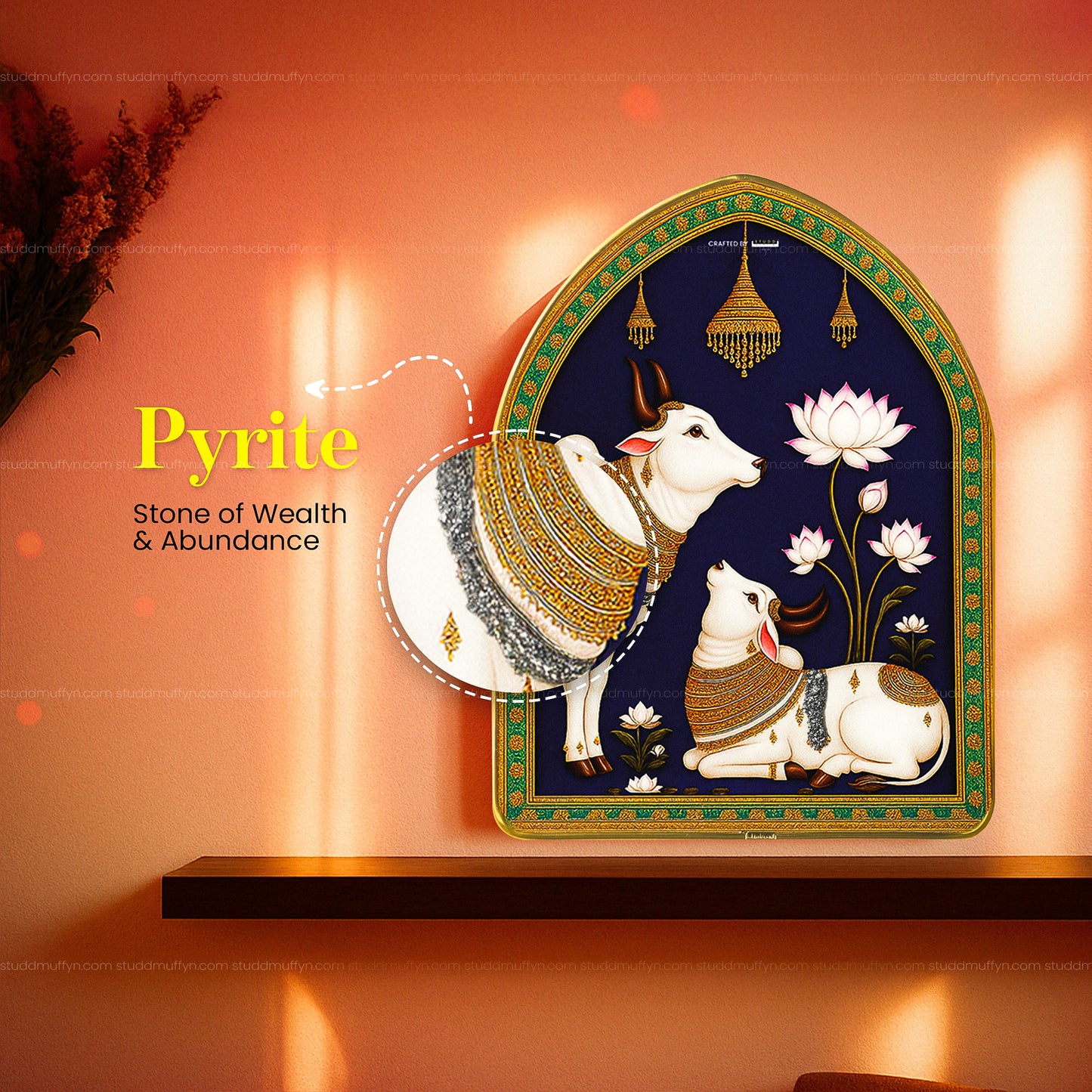 Sacred Twin Cow Harmony Pyrite Arch Frame