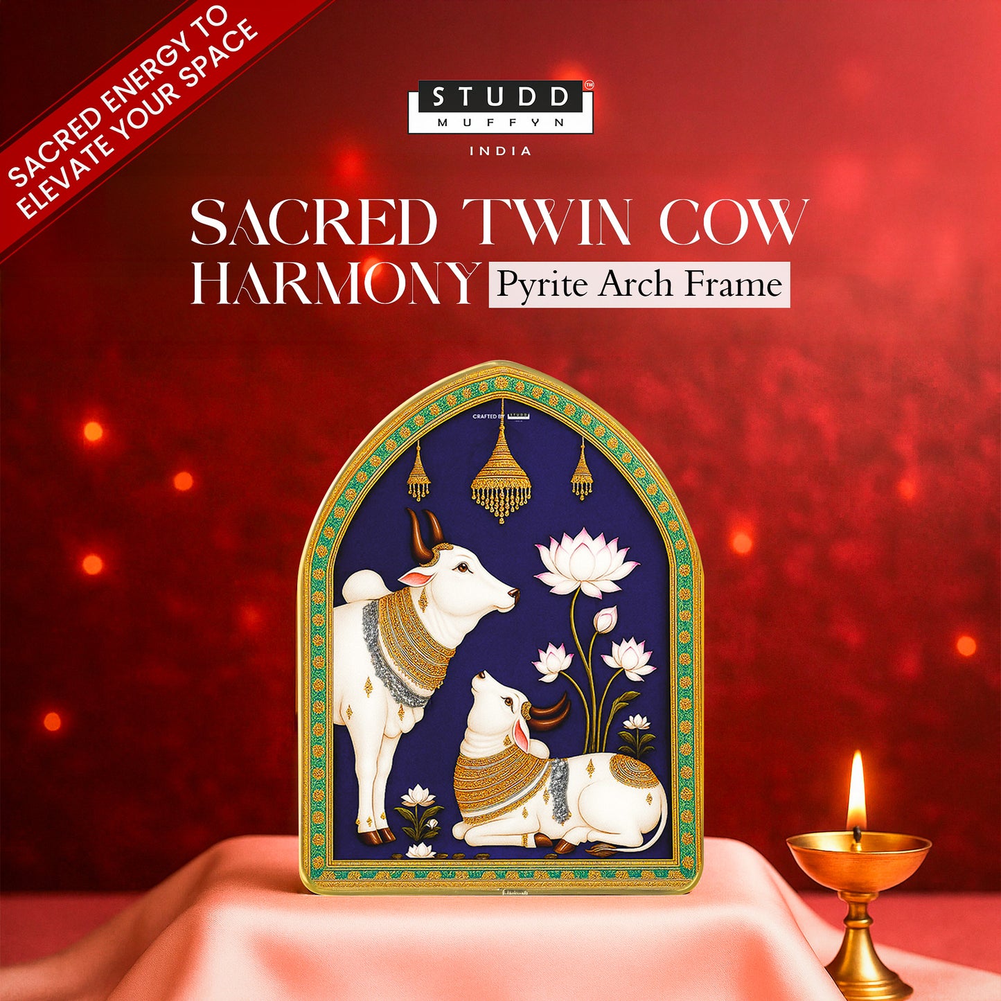 Sacred Twin Cow Harmony Pyrite Arch Frame