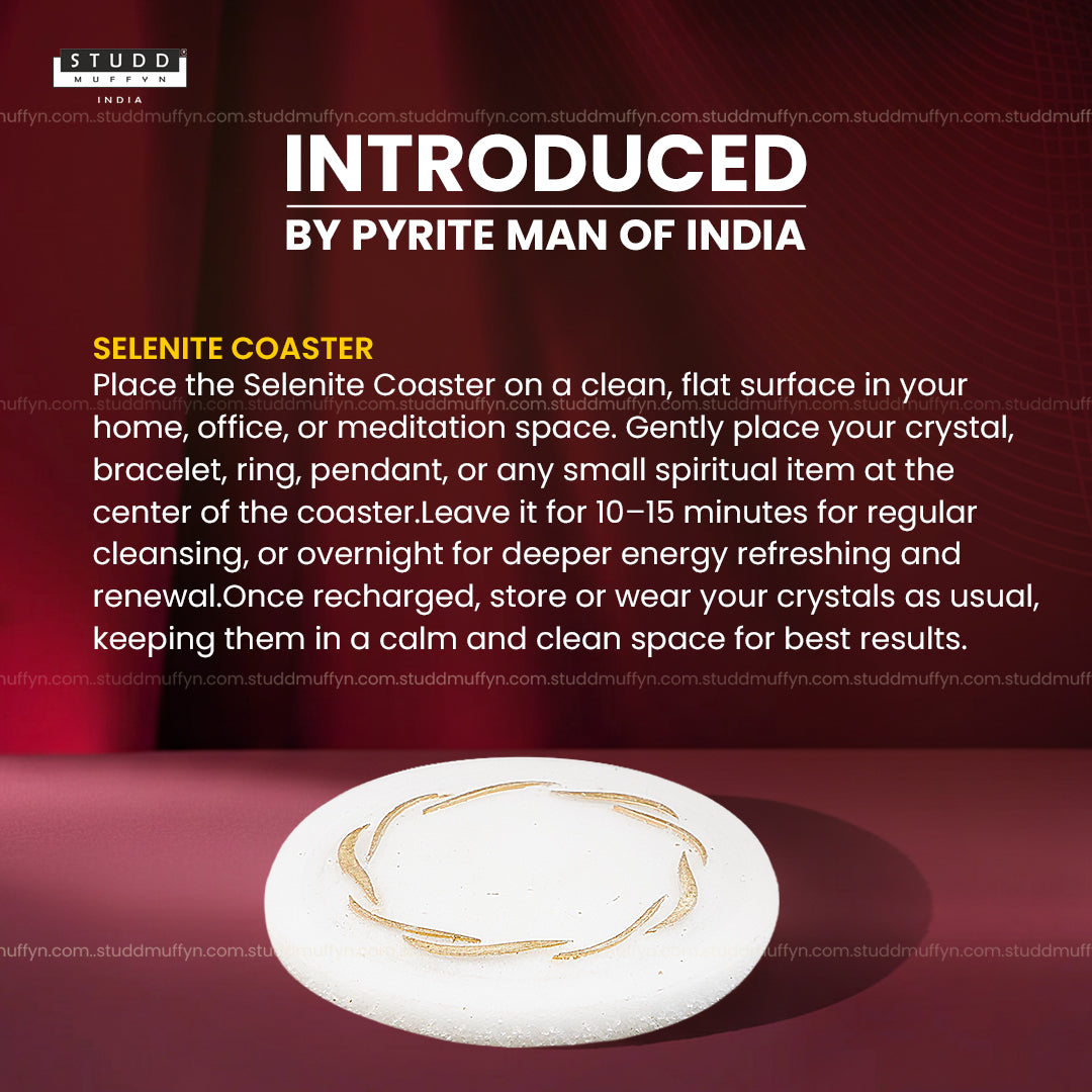 Selenite Coaster with Gold Waves