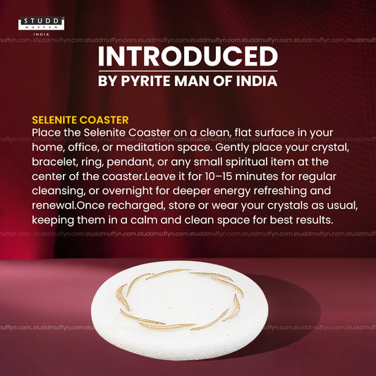 Selenite Coaster with Gold Waves