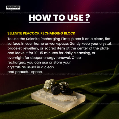 Selenite Peacock Recharging Block