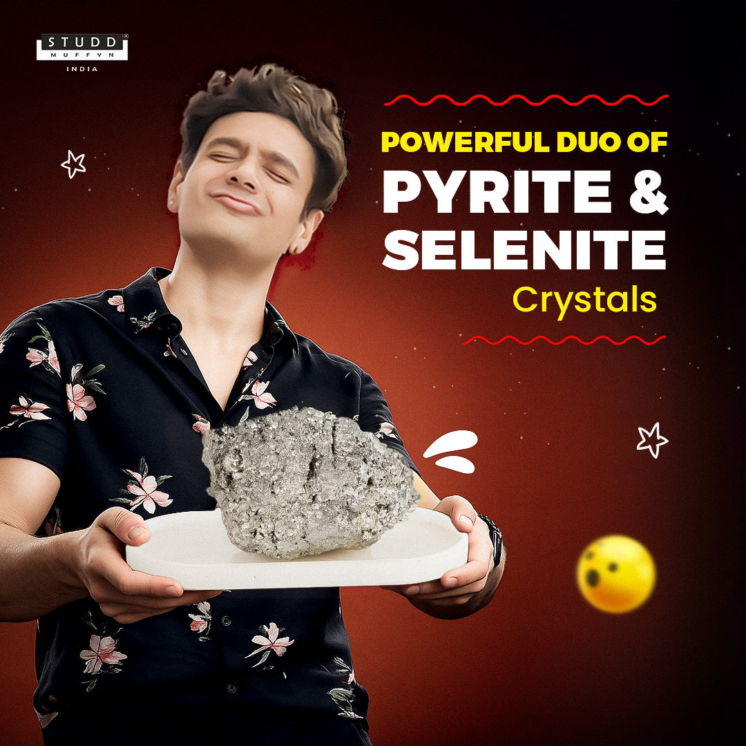 Selenite Recharging Plate With Pyrite Geode