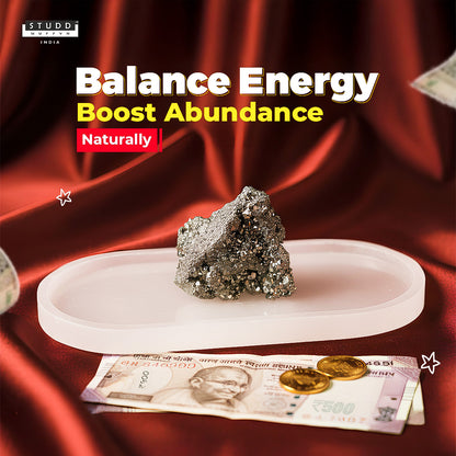 Selenite Recharging Plate With Pyrite Geode