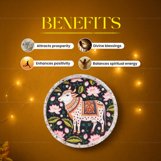 Shri Gau Dhan Pyrite Crystal Chips Plate [Round Shape]