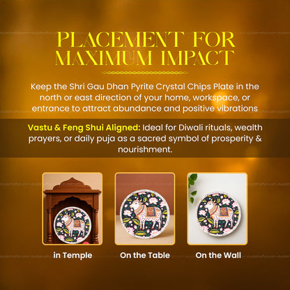 Shri Gau Dhan Pyrite Crystal Chips Plate [Round Shape]