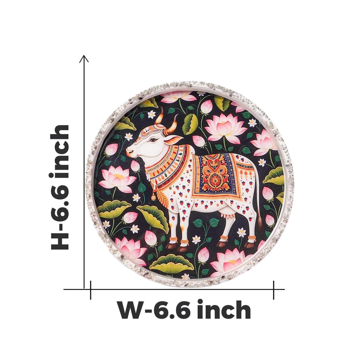 Shri Gau Dhan Pyrite Crystal Chips Plate [Round Shape]