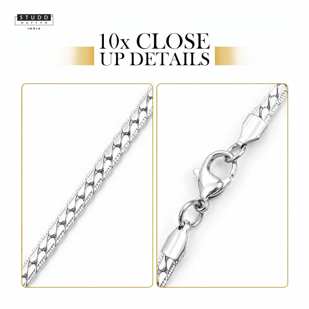 Silver Braided Flat Chain [ 55cm ]