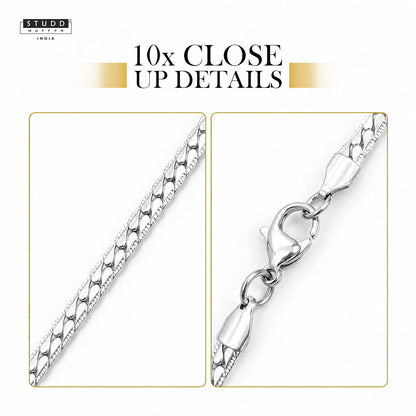 Silver Braided Flat Chain [ 55cm ]