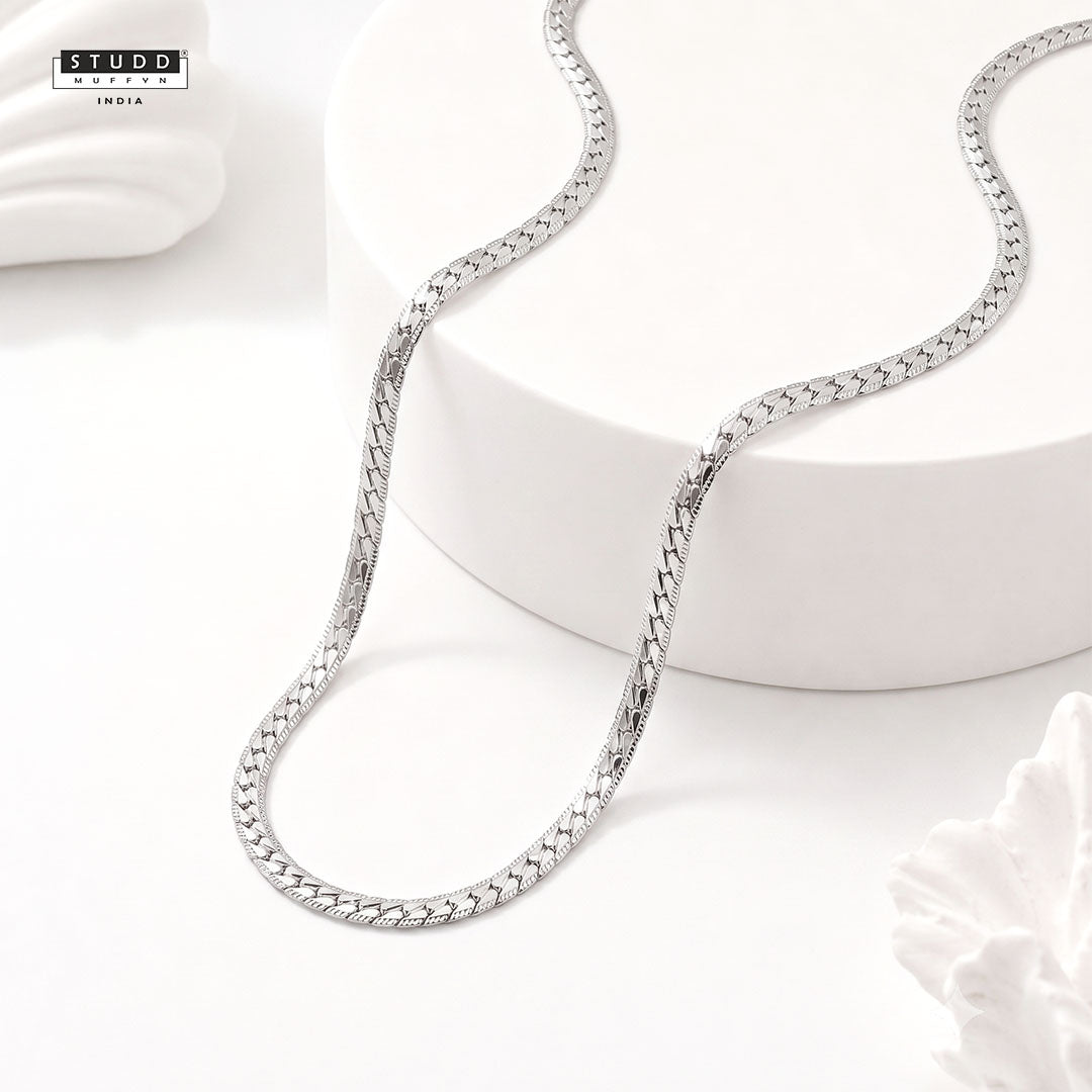 Silver Braided Flat Chain [ 55cm ]