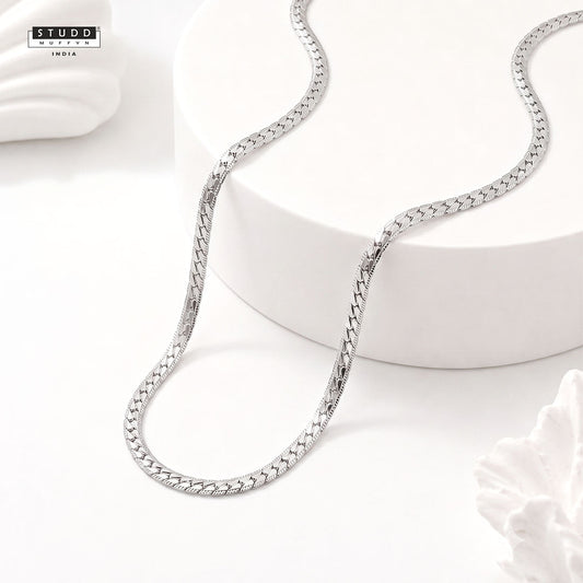 Silver Braided Flat Chain [ 55cm ]