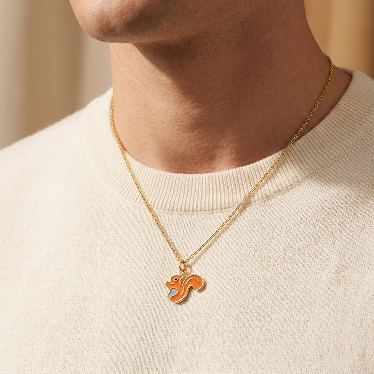 Squirrel Pendant -  24K Gold Tone