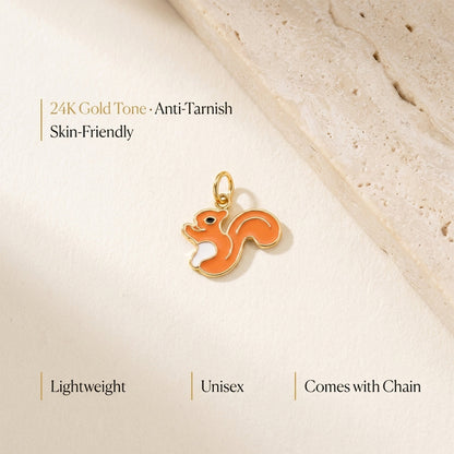 Squirrel Pendant -  24K Gold Tone