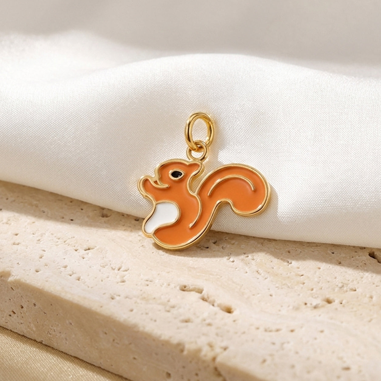 Squirrel Pendant -  24K Gold Tone