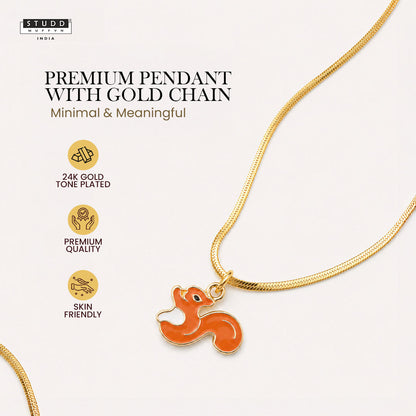Squirrel Pendant -  24K Gold Plated [ With Velore Snake Chain]
